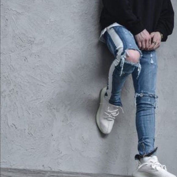 Lakenzie Side Stripe Distressed Ankle Zipper Jean - Picture 3 of 11